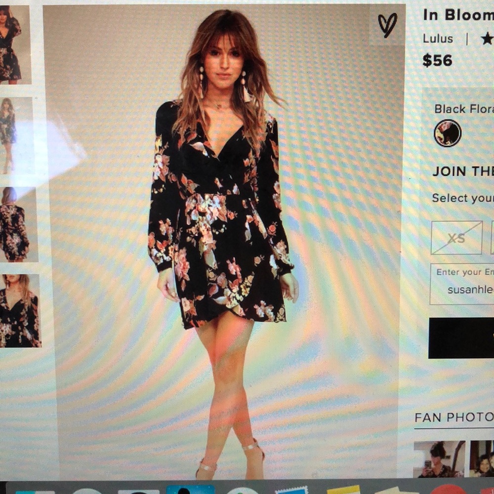 In bloom black floral print wrap dress